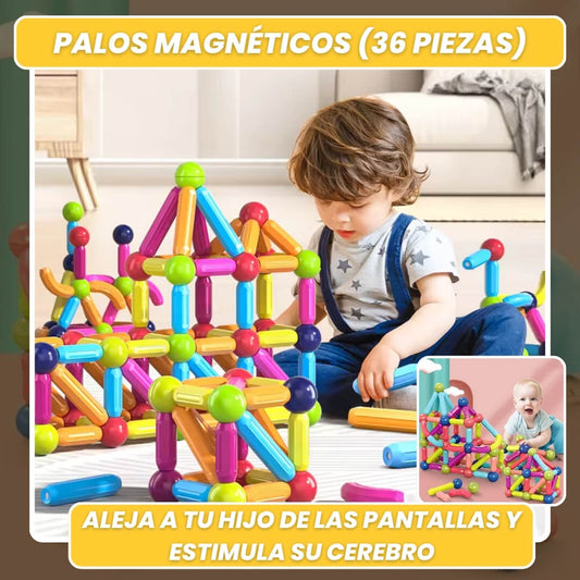 MagneticKIDS® Palos Magnéticos Juego de Construcción para Niños (36 Piezas)