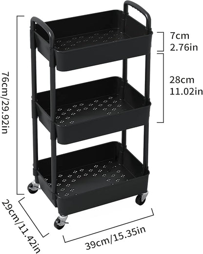 Vtopmart - Carrito Organizador 3 Niveles - Plástico duradero