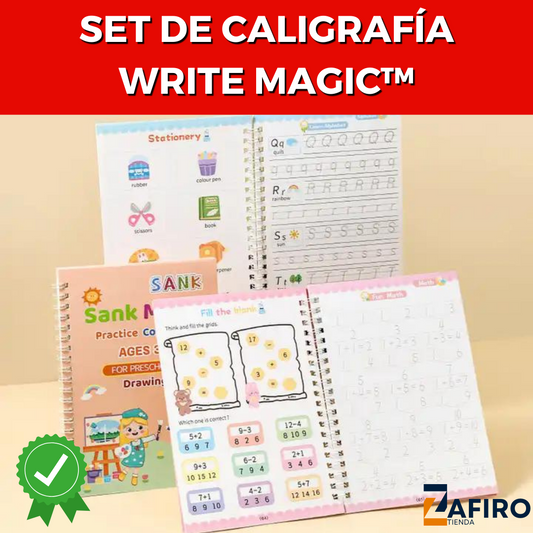 WRITE MAGIC™ SET DE 4 LIBROS DE CALIGRAFIA + 6 BARRAS DE TINTA MÁGICA